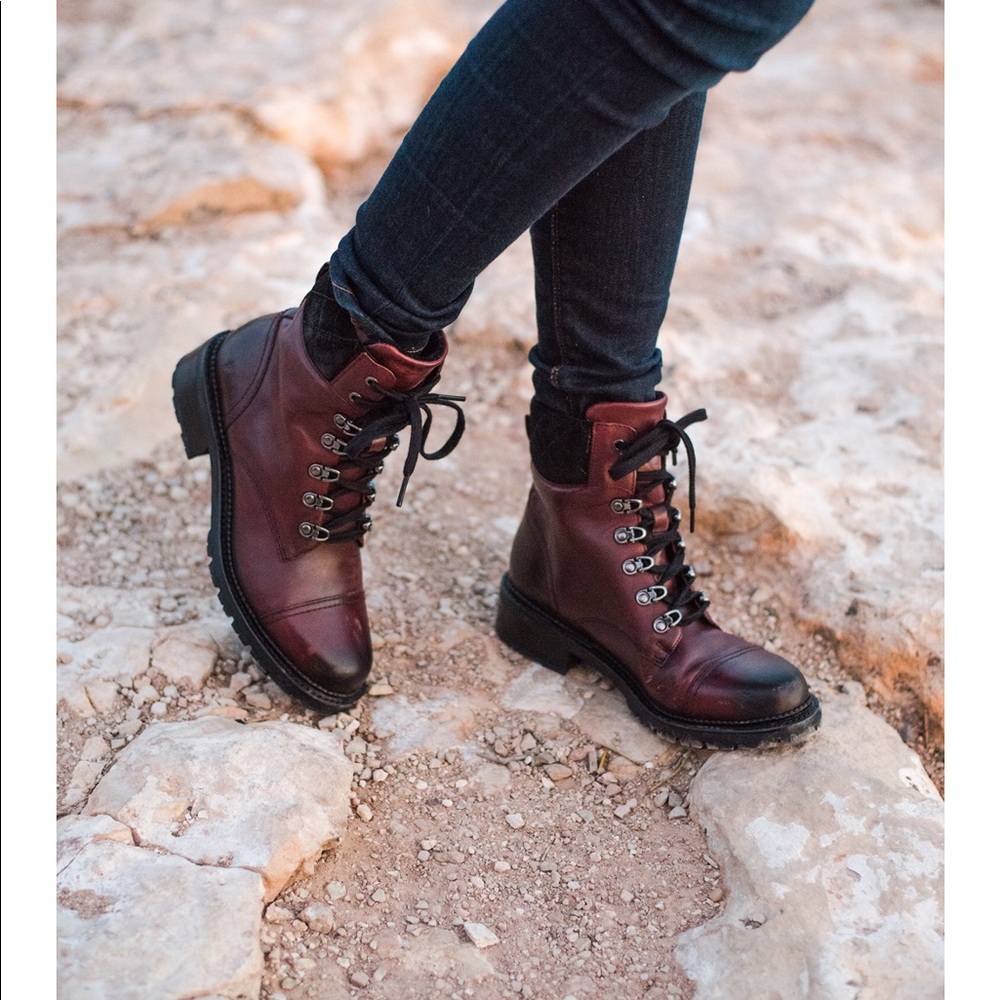 Frye Samantha Hiker Boots Burgundy